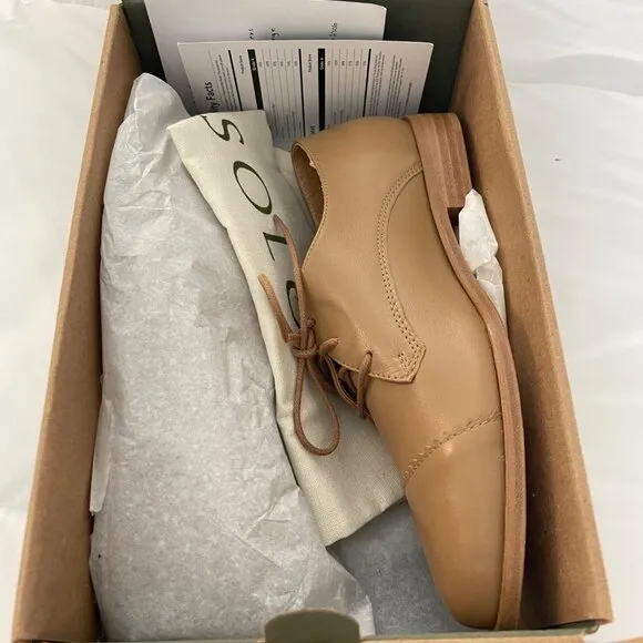 Nisola Leather Emila Cap Toe Oxford Women's Shoe Size 8 Almond Tan NEW