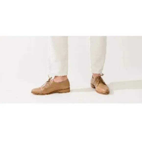 Nisola Leather Emila Cap Toe Oxford Women's Shoe Size 8 Almond Tan NEW