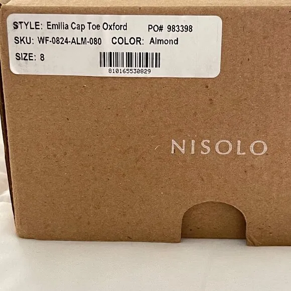Nisola Leather Emila Cap Toe Oxford Women's Shoe Size 8 Almond Tan NEW