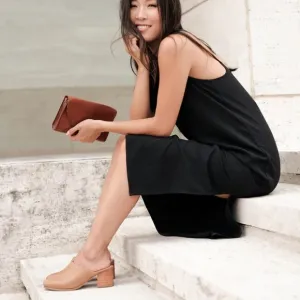 Nisolo All Day heeled almond leather mules