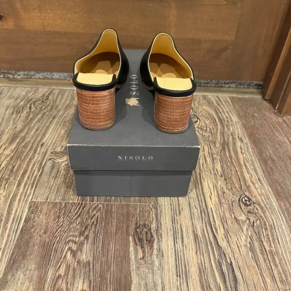 Nisolo All Day Leather Heeled Mules 7.5 Black