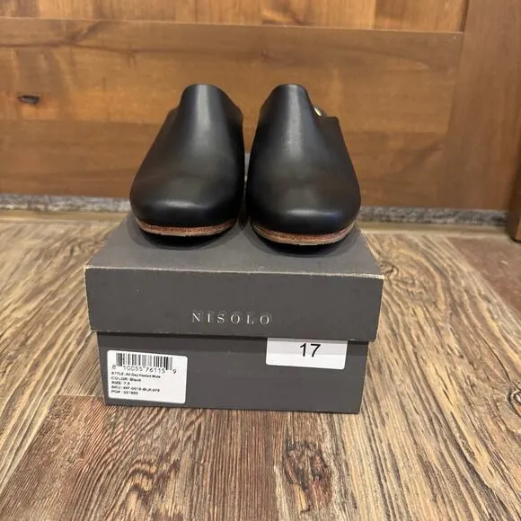 Nisolo All Day Leather Heeled Mules 7.5 Black