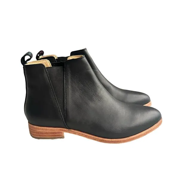 Nisolo Black Leather Everyday Chelsea Boot Slip On Stretch Wooden Sole NWOB 9
