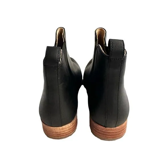 Nisolo Black Leather Everyday Chelsea Boot Slip On Stretch Wooden Sole NWOB 9