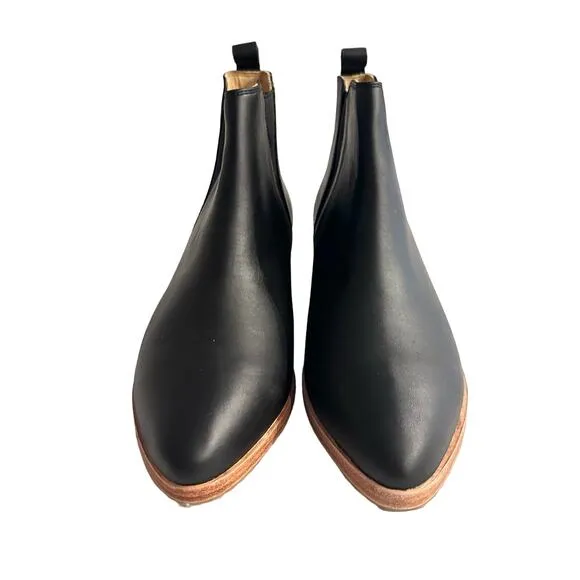 Nisolo Black Leather Everyday Chelsea Boot Slip On Stretch Wooden Sole NWOB 9