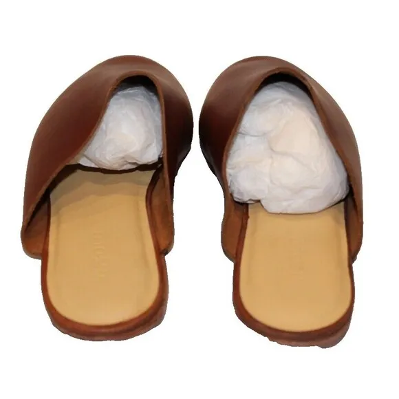 Nisolo Lima Slip On BRANDY Leather Mules Flats Women’s 5 Minimalist Casual NIB