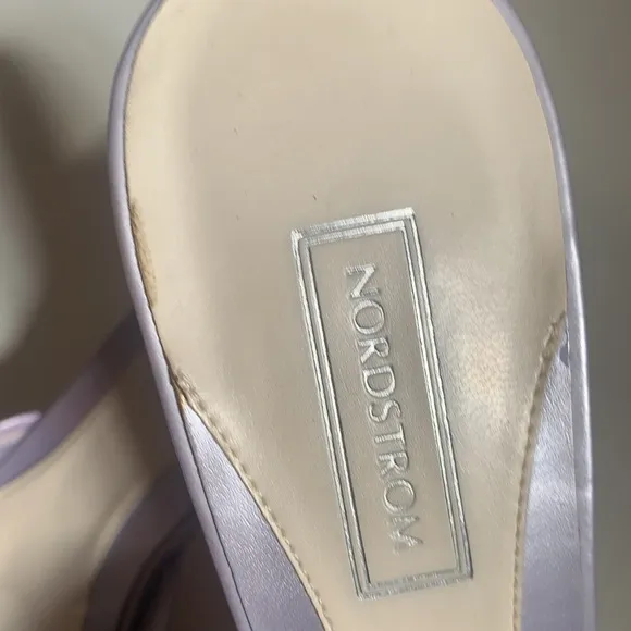 NORDSTROM LAVENDER LEATHER SHOES WOODEN HEELS SZ 6 HEEL MULE