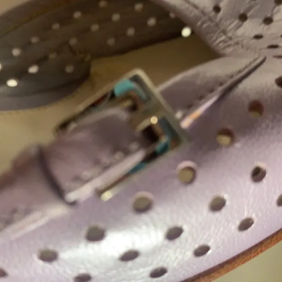 NORDSTROM LAVENDER LEATHER SHOES WOODEN HEELS SZ 6 HEEL MULE