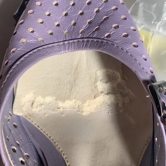 NORDSTROM LAVENDER LEATHER SHOES WOODEN HEELS SZ 6 HEEL MULE