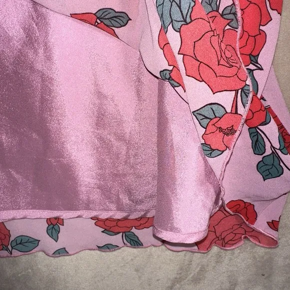 Nordstrom Wayf Womens NEW Pink Floral Rose Midi Slip Skirt Spring Sz M MSRP $110