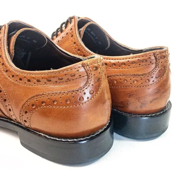 Nunn Bush Nelson Cognac Leather Wingtip Oxfords Sz 7M