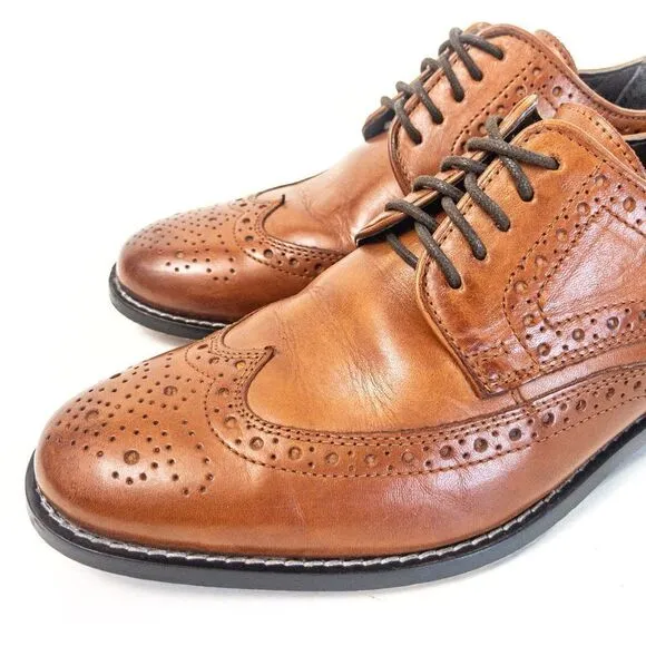 Nunn Bush Nelson Cognac Leather Wingtip Oxfords Sz 7M