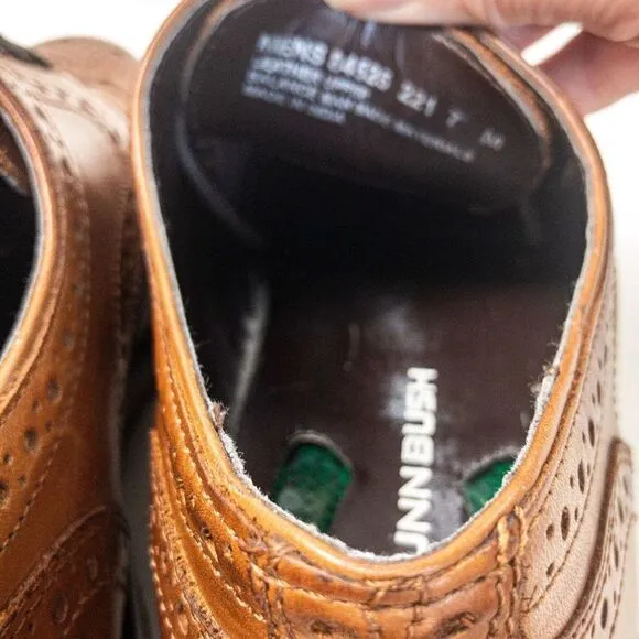 Nunn Bush Nelson Cognac Leather Wingtip Oxfords Sz 7M