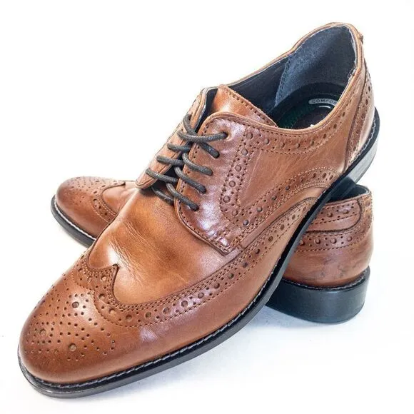 Nunn Bush Nelson Cognac Leather Wingtip Oxfords Sz 7M