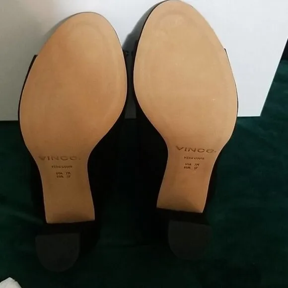NWB Vince Heath Suede Leather Black Mules