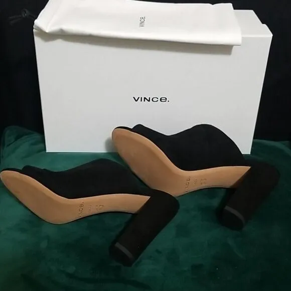 NWB Vince Heath Suede Leather Black Mules