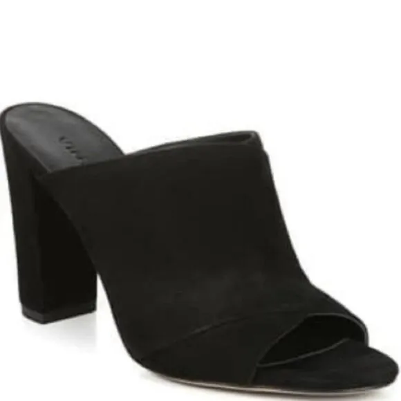 NWB Vince Heath Suede Leather Black Mules