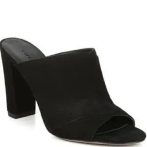 NWB Vince Heath Suede Leather Black Mules
