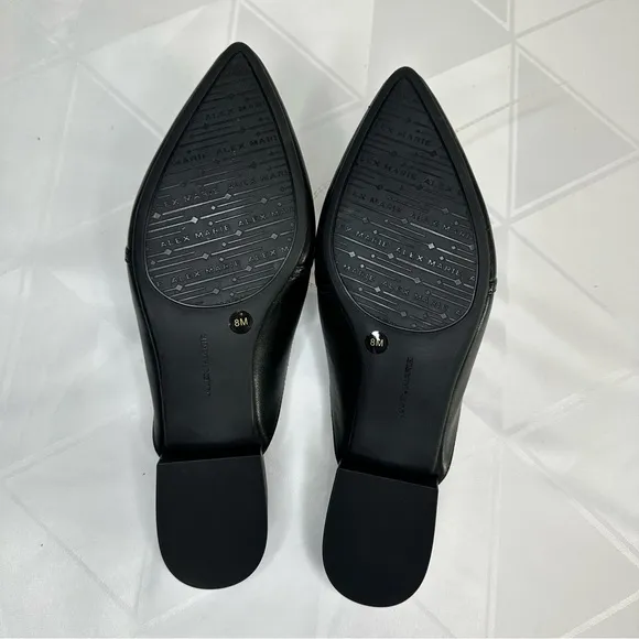 NWOB! Alex Marie Black Leather Slip on Mules Size 8M