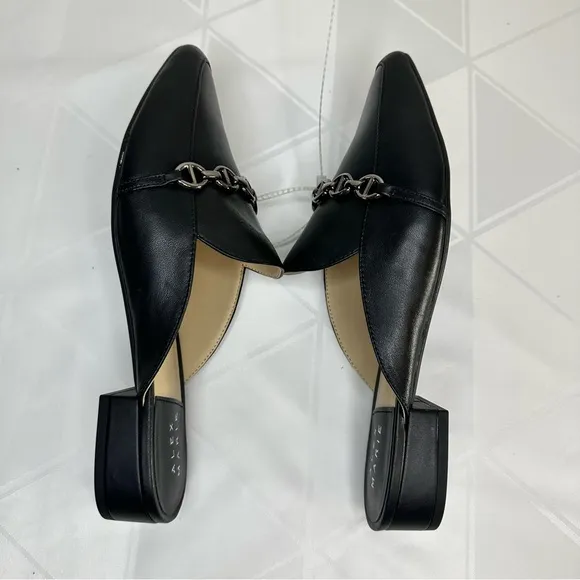 NWOB! Alex Marie Black Leather Slip on Mules Size 8M