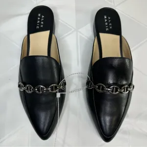 NWOB! Alex Marie Black Leather Slip on Mules Size 8M