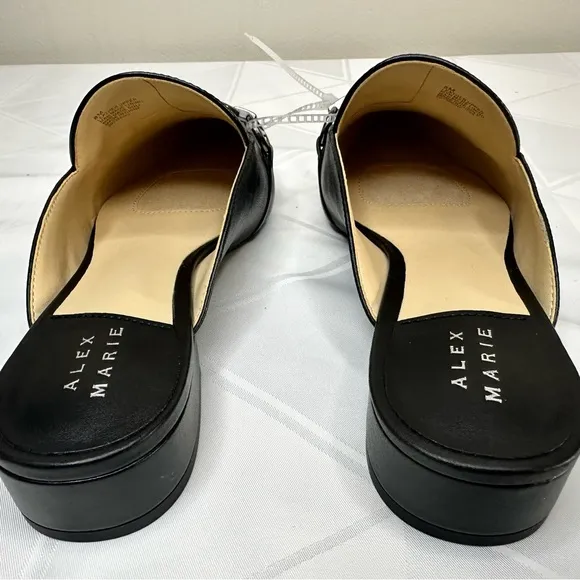 NWOB! Alex Marie Black Leather Slip on Mules Size 8M