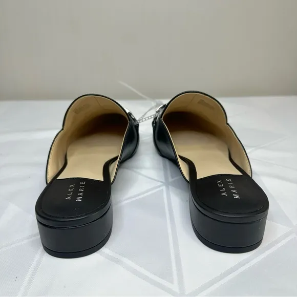 NWOB! Alex Marie Black Leather Slip on Mules Size 8M
