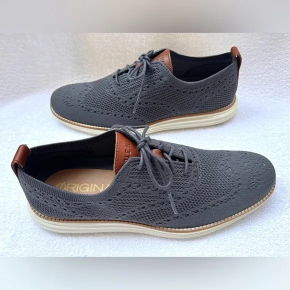 NWOB Cole Haan Men's ØriginalGrand Knit Wingtip Oxfords - Magnet/Ivory - 9 M