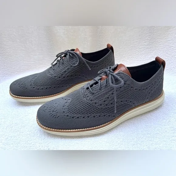 NWOB Cole Haan Men's ØriginalGrand Knit Wingtip Oxfords - Magnet/Ivory - 9 M