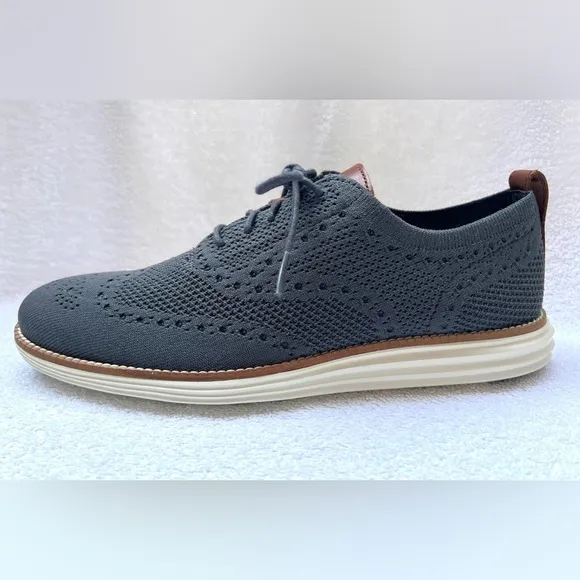 NWOB Cole Haan Men's ØriginalGrand Knit Wingtip Oxfords - Magnet/Ivory - 9 M