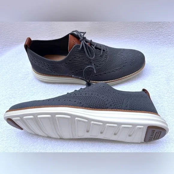 NWOB Cole Haan Men's ØriginalGrand Knit Wingtip Oxfords - Magnet/Ivory - 9 M