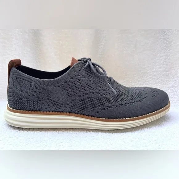 NWOB Cole Haan Men's ØriginalGrand Knit Wingtip Oxfords - Magnet/Ivory - 9 M