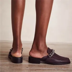 NWOB Free People Vida Mules in Fig Leather 38.5 US 8.5