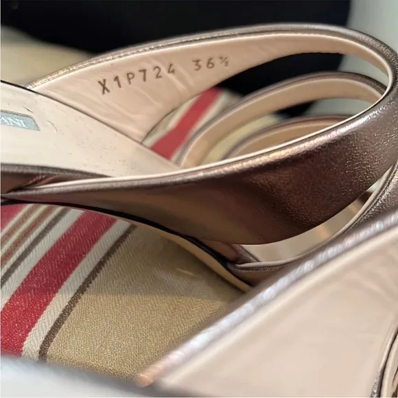 NWOB Giorgio Armani Kitten Heel Sandals in Bronze Rose Gold