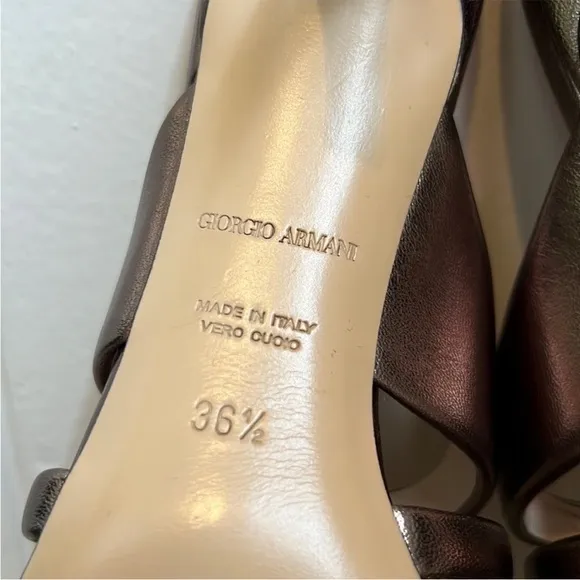 NWOB Giorgio Armani Kitten Heel Sandals in Bronze Rose Gold
