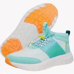 NWOB! Hey Dude women’s Sirocco Aqua and White Sneakers size 9, slip on!