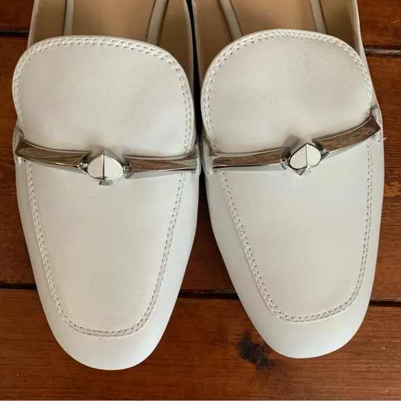 NWOB Kate Spade New York Women's Laura White Square Toe Flat Mules