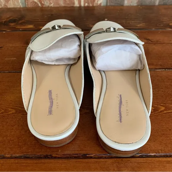 NWOB Kate Spade New York Women's Laura White Square Toe Flat Mules