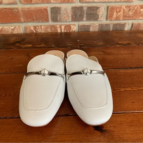 NWOB Kate Spade New York Women's Laura White Square Toe Flat Mules