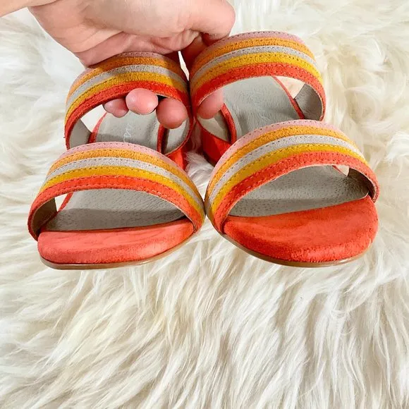 NWOB MATISSE Bonita Fire Orange Suede Leather Mules Made in Brazil Size 6.5M