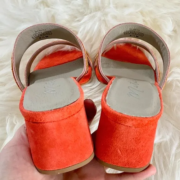 NWOB MATISSE Bonita Fire Orange Suede Leather Mules Made in Brazil Size 6.5M
