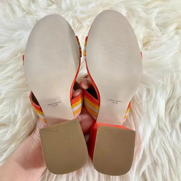 NWOB MATISSE Bonita Fire Orange Suede Leather Mules Made in Brazil Size 6.5M