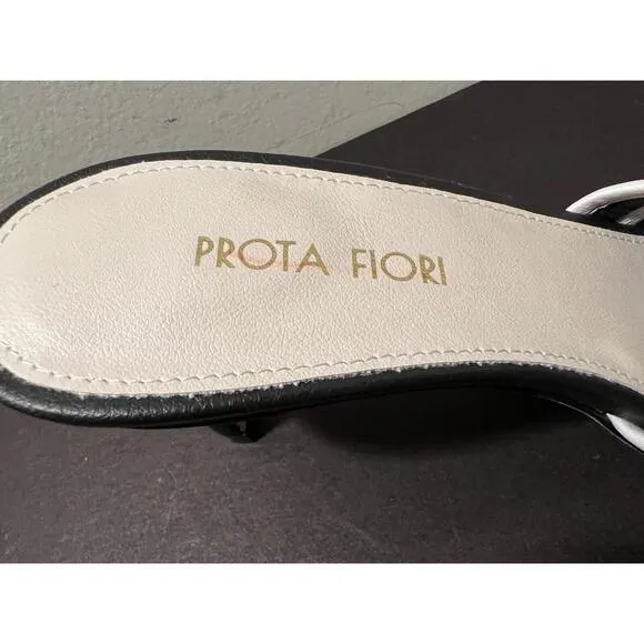 NWOB PROTA FIORI Iris 75MM Apple Skin Nodo D’Amore Mules 35.5 US 5.5 BLACK/WHITE