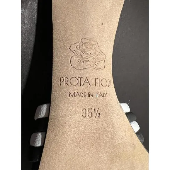 NWOB PROTA FIORI Iris 75MM Apple Skin Nodo D’Amore Mules 35.5 US 5.5 BLACK/WHITE