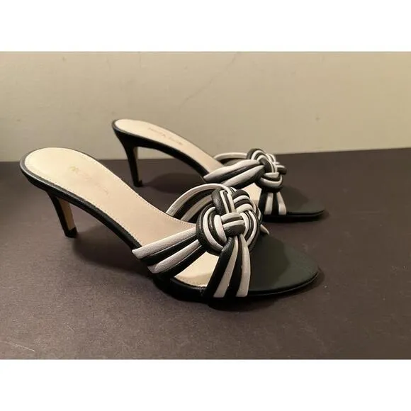 NWOB PROTA FIORI Iris 75MM Apple Skin Nodo D’Amore Mules 35.5 US 5.5 BLACK/WHITE