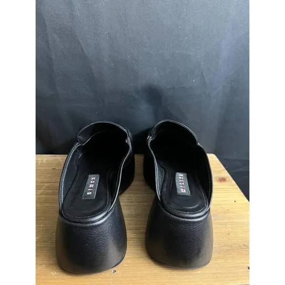 NWOB SIMON MILLER Women's HUSTLER Leather Loafer Mules BLACK US SZ 10 EUR 40
