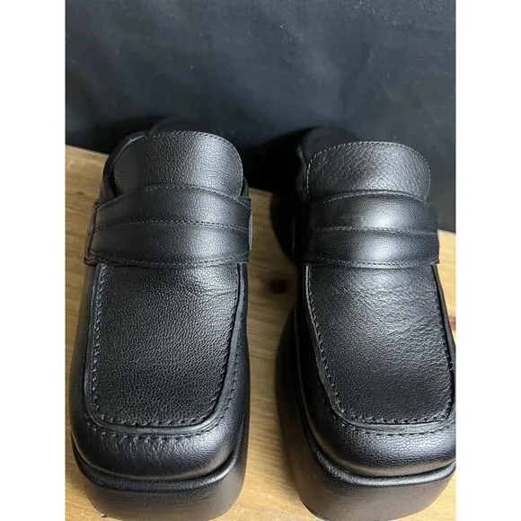 NWOB SIMON MILLER Women's HUSTLER Leather Loafer Mules BLACK US SZ 10 EUR 40