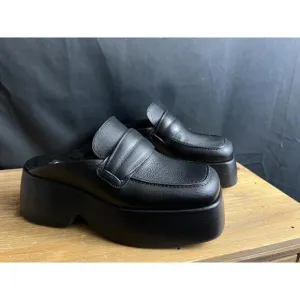 NWOB SIMON MILLER Women's HUSTLER Leather Loafer Mules BLACK US SZ 10 EUR 40
