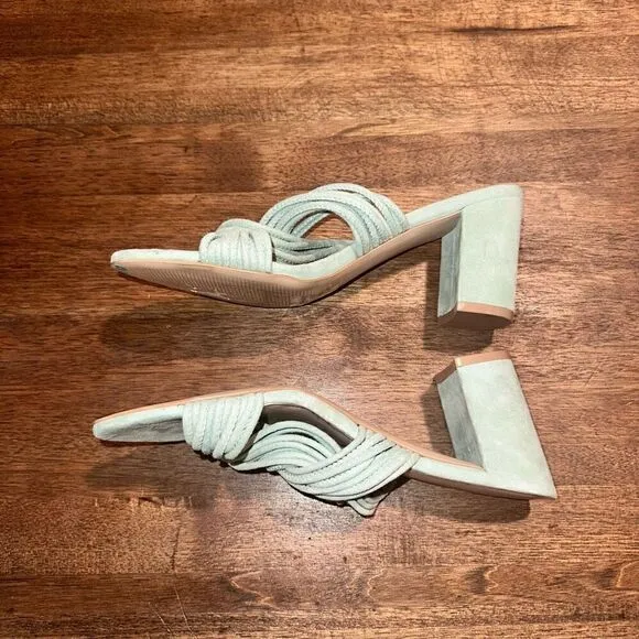 NWOB Stuart Weitzman Twist Block Suede Mules