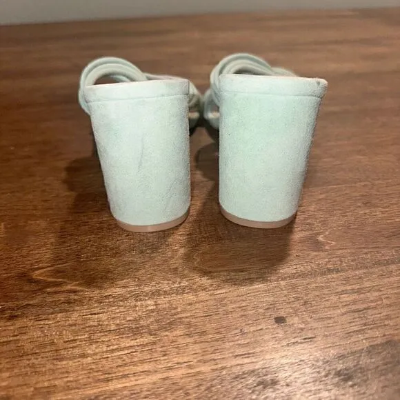 NWOB Stuart Weitzman Twist Block Suede Mules